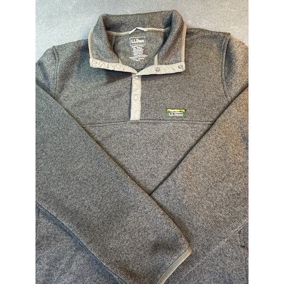 LL Bean Mens 1/4 Snap Sweater Fleece Jacket Gray Tall XL Slightly Fitted - Picture 3 of 8